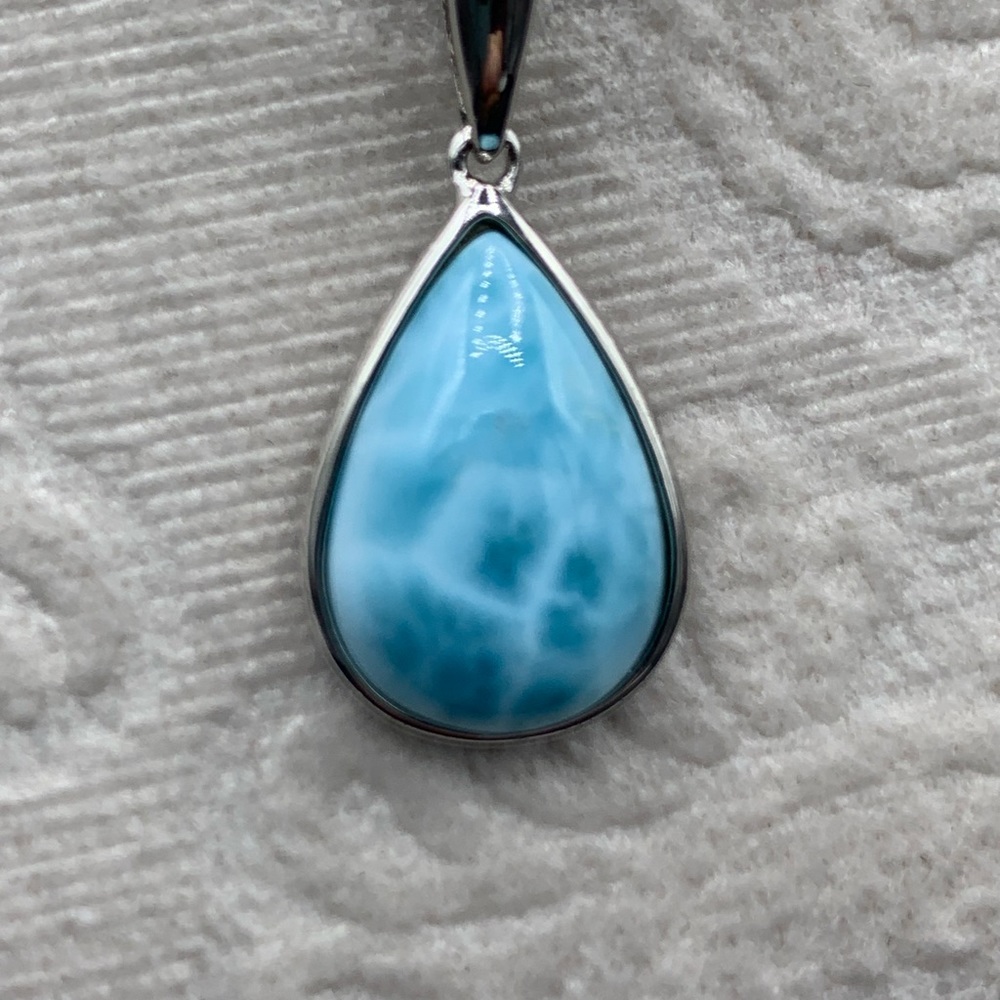 Larimar Gemstone set in Sterling Silver. Rare gemstone and highly sought after.